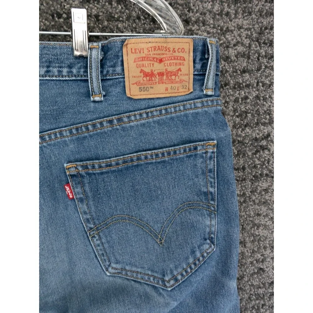 Levis 550 Jeans Men 40x32 Blue Relaxed Fit Tapered Distressed Denim Comfort